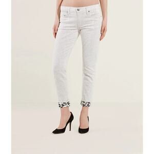 True Religion Liv Slim Boyfriend Jeans Worn White Leopard Print Size 30